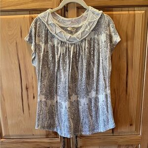 Lucky Brand Paisley Shirt with Unique Neckline